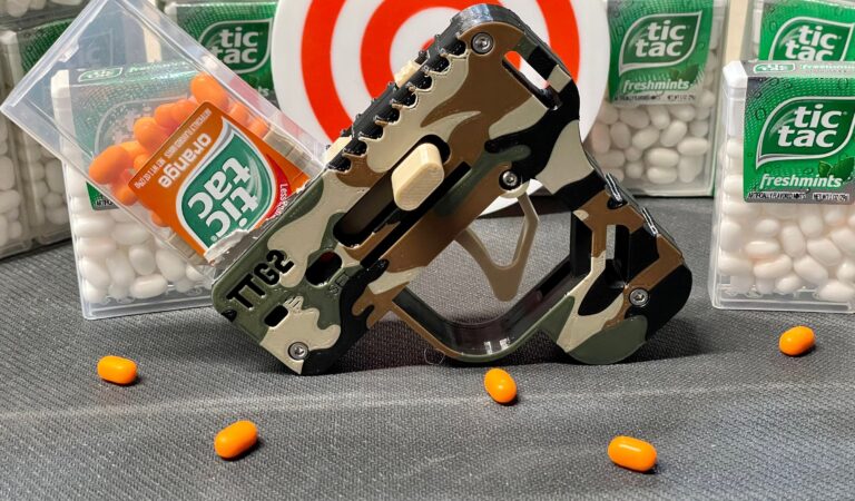 This Tic Tac gun will make you fall in love with your favourite breath-freshening candy all over again! This fiendishly clever contraption will turn the Tic Tacs in your pocket into sugary ammo allowing you to fire a distance of approximately 10-15ft