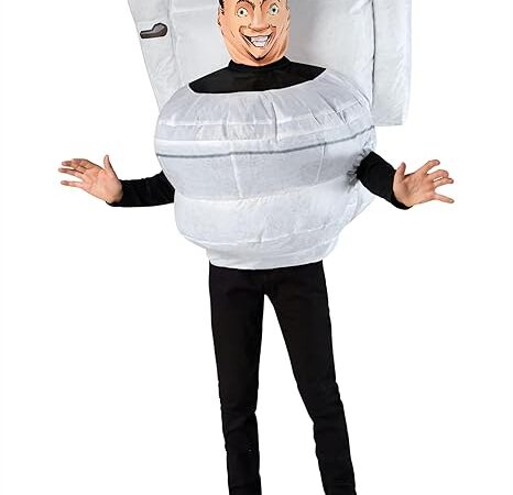 Skibidi Toilet inflatable costume is a funny, air-blown outfit resembling the viral meme character — a toilet with a human head popping out, ideal for parties, cosplay, or Halloween fun